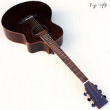 solid wood spruce top cutway design acoustic guitar black