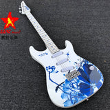 EART electric guitar, blue and white porcelain electric guitar, peach blossom core wood, Canadian maple neck, white pickup, free