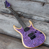 In Stock Satin Purple EART Electric guitar, 24 Frets Metal Rock guitar, ASH Body Burl Maple top, More color options